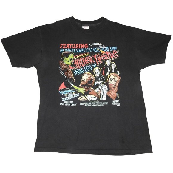 Vintage 1997 Chiller Theatre Spring Expo Horror Monster Montage XL T-shirt - Picture 1 of 6